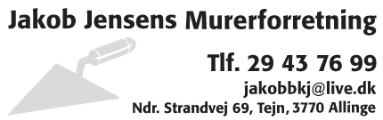 Jakob Jensen Murerforretning Banner
